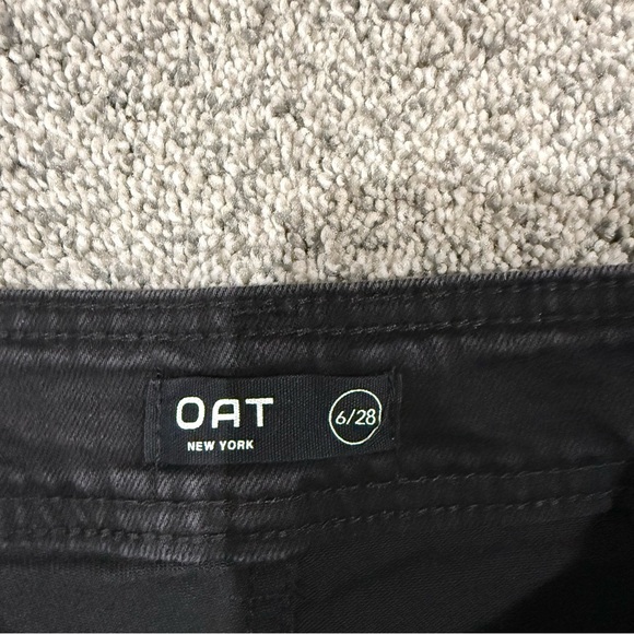 NWT! O.A.T Black Grey Wide Leg High Rise Jeans Raw Hem Pockets Women’s 28 US 6 - Picture 3 of 10